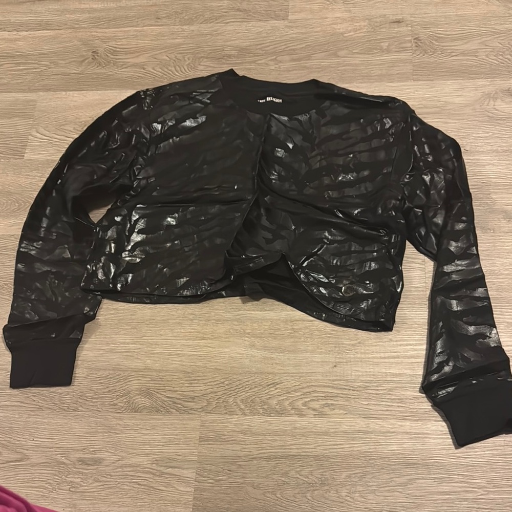 True Religion crop top long sleeve shiny texture